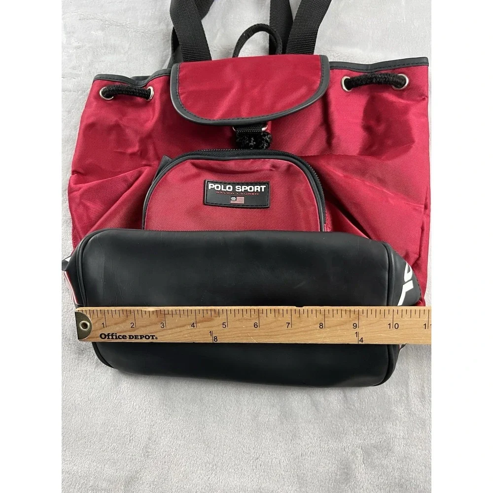 Vintage Polo Sport Ralph Lauren Backpack Red Black Rucksack Drawstring